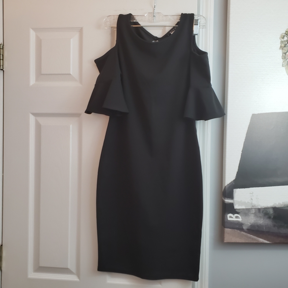 💥Womens Black Cold Shoulder Dress - Picture 5 of 8